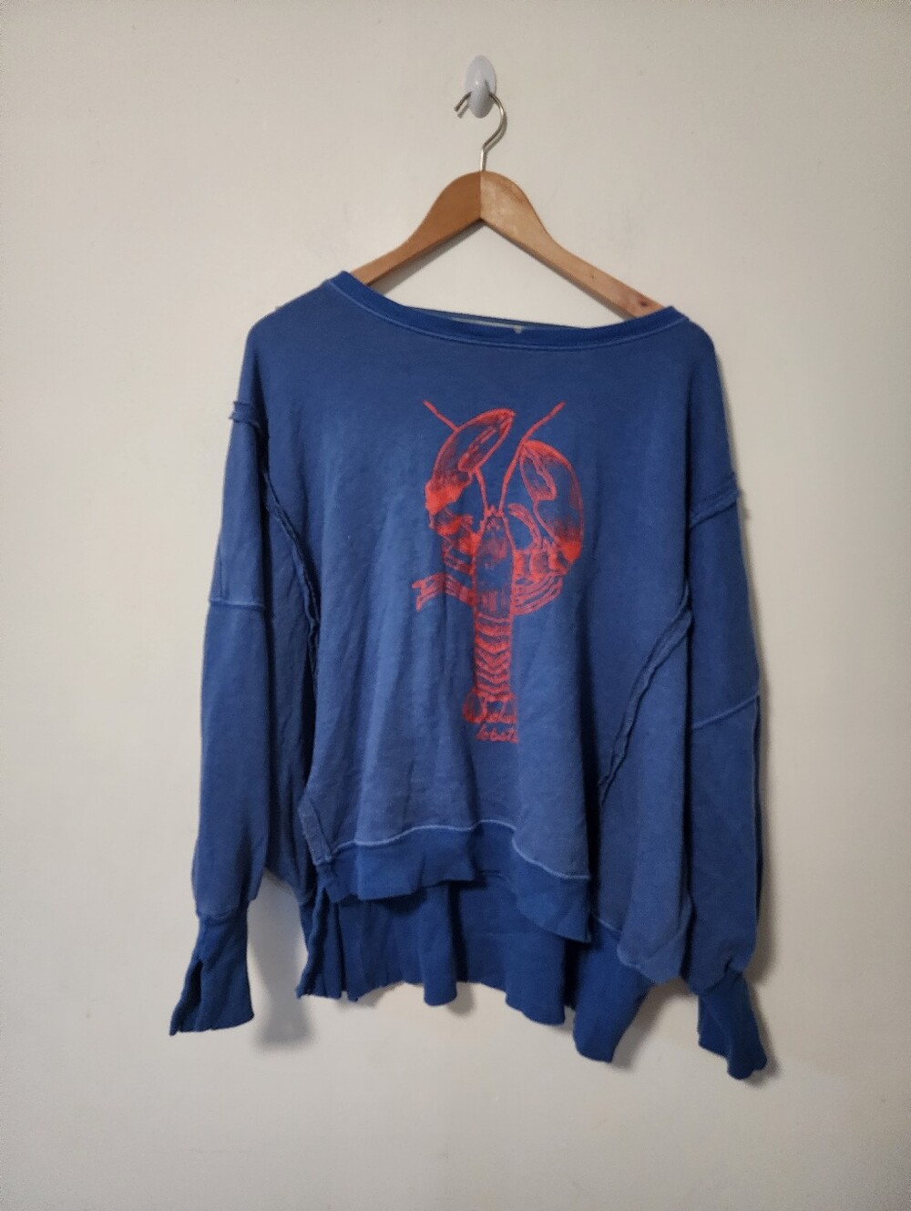 We The Free Blue Crewneck Sweatshirt with Red Lobster Graphic - Picture 2 of 5